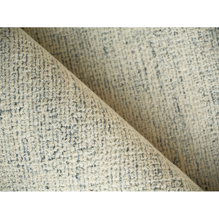 Handmade Blue and Ivory Wool Tufted Rectangular Rug 12' x 15'