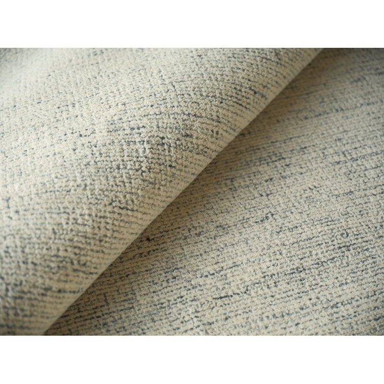 Handmade Blue and Ivory Wool Tufted Rectangular Rug 12' x 15'