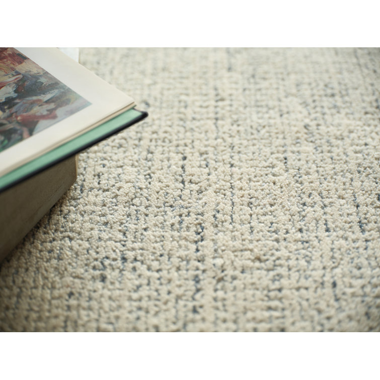 Handmade Blue and Ivory Wool Tufted Rectangular Rug 12' x 15'