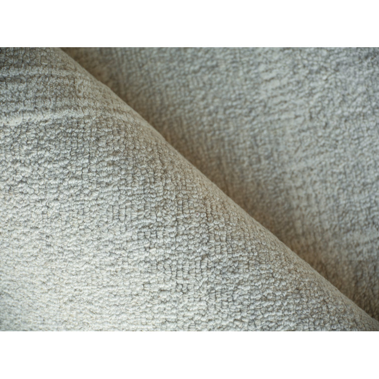 Silver and Ivory Hand Tufted Wool Abstract Rug, 10' x 14'