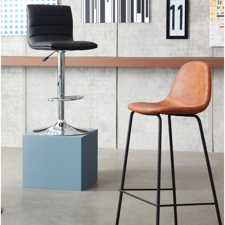 Maxine 30'' Black Matte Metal & Vegan Leather Barstool