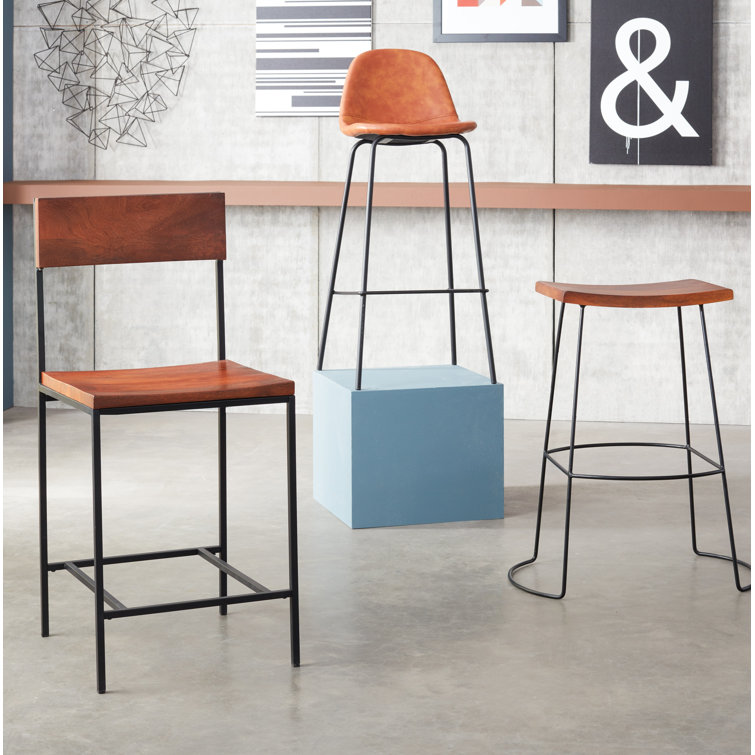 Maxine 30'' Black Matte Metal & Vegan Leather Barstool