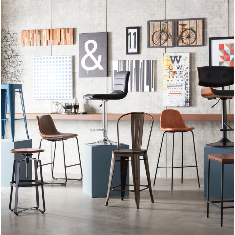 Maxine 30'' Black Matte Metal & Vegan Leather Barstool
