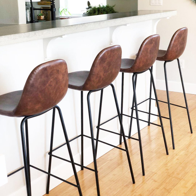 Maxine Modern Black Metal Frame Faux Leather Barstool Set