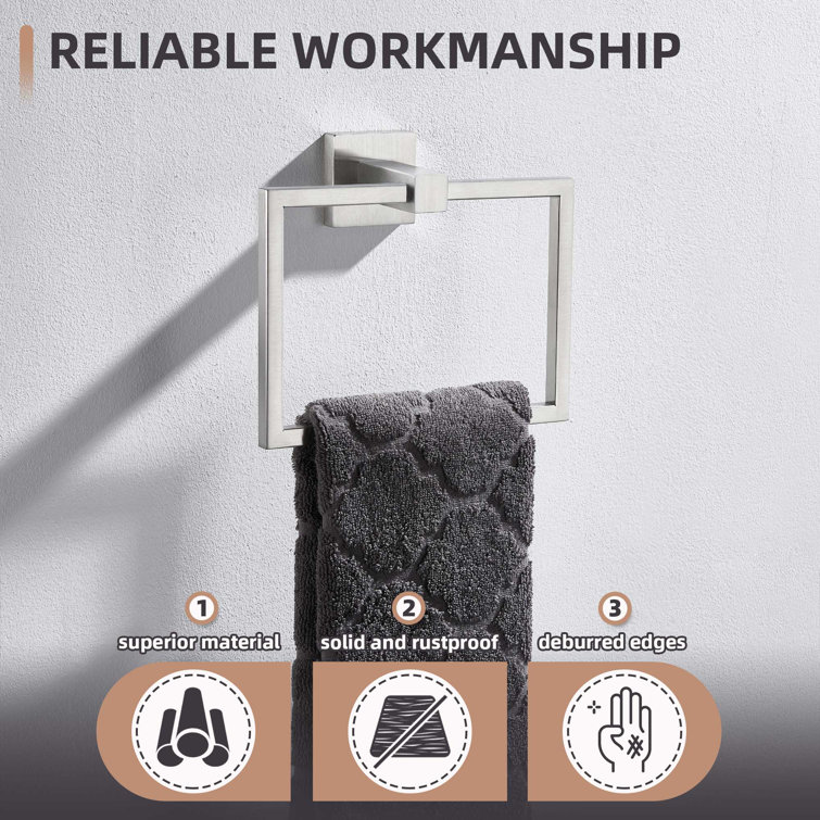 Matte Black Nickel Wall Mounted Square Towel Ring