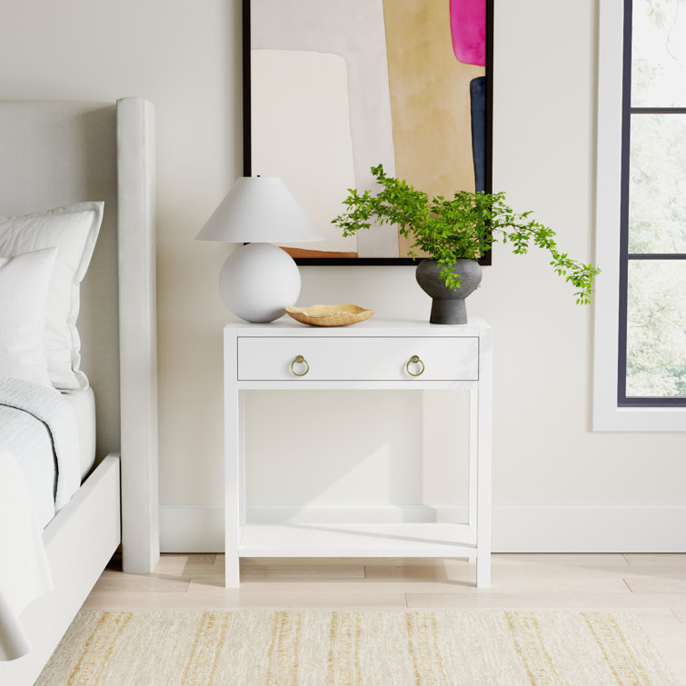 White Pine and MDF Nightstand with Gold Handles