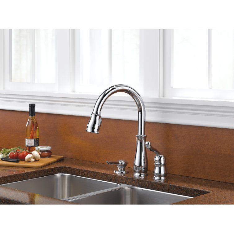 Chrome Pull-Down Kitchen Faucet with Spray and Deck Mount