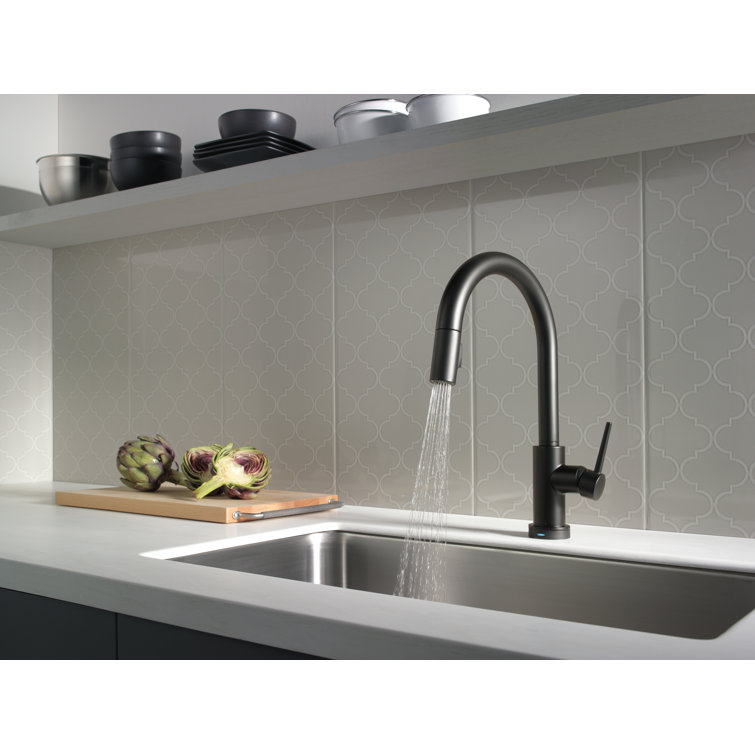Matte Black Stainless Steel Pull-Down Kitchen Faucet with Touch Control