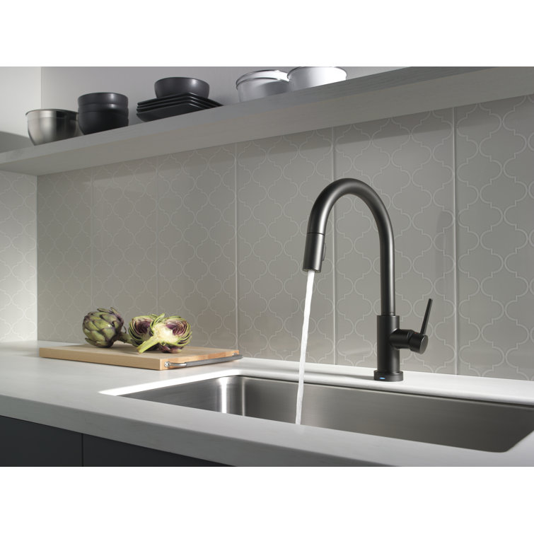 Matte Black Stainless Steel Pull-Down Kitchen Faucet with Touch Control