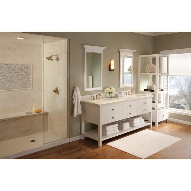 Champagne Bronze Widespread Bathroom Faucet with Metal Handles