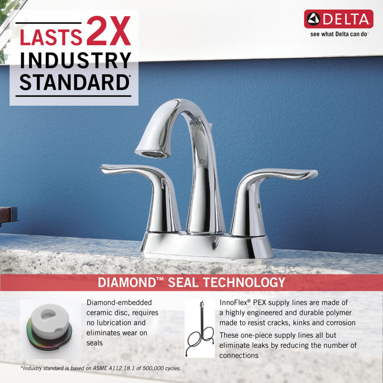 Modern Chrome Centerset Bathroom Faucet with Dual Handles and Drain Assembly