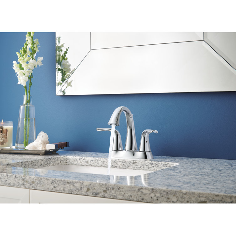Modern Chrome Centerset Bathroom Faucet with Dual Handles and Drain Assembly