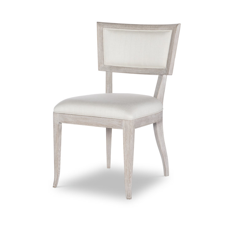 White Rustic Linen Upholstered Side Chair
