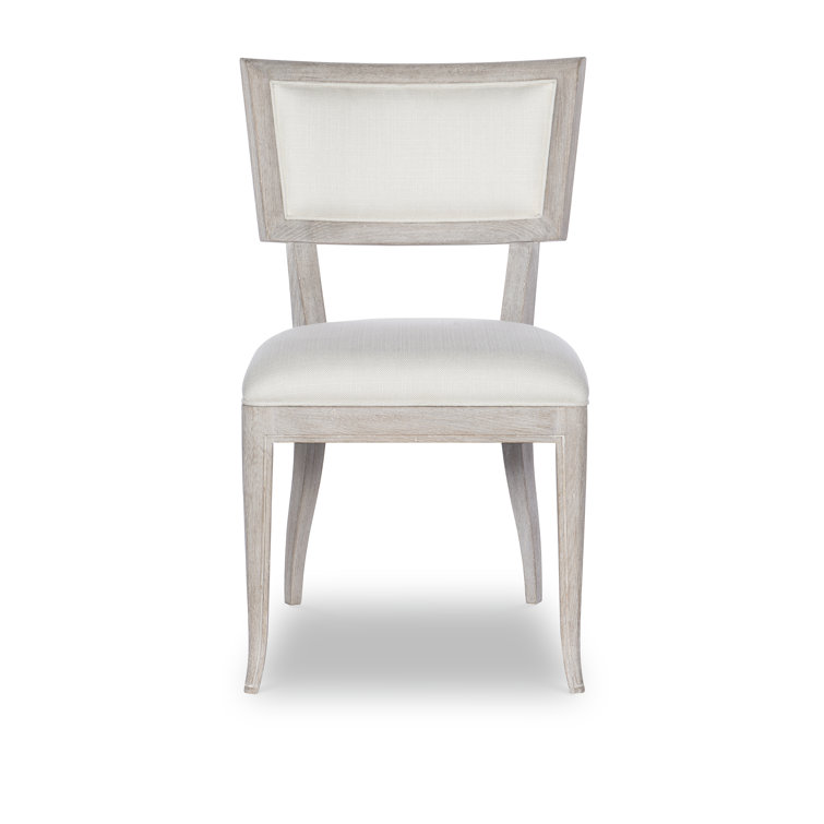 White Rustic Linen Upholstered Side Chair