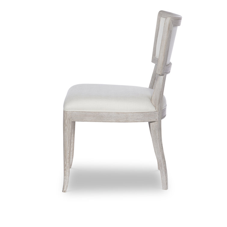 White Rustic Linen Upholstered Side Chair