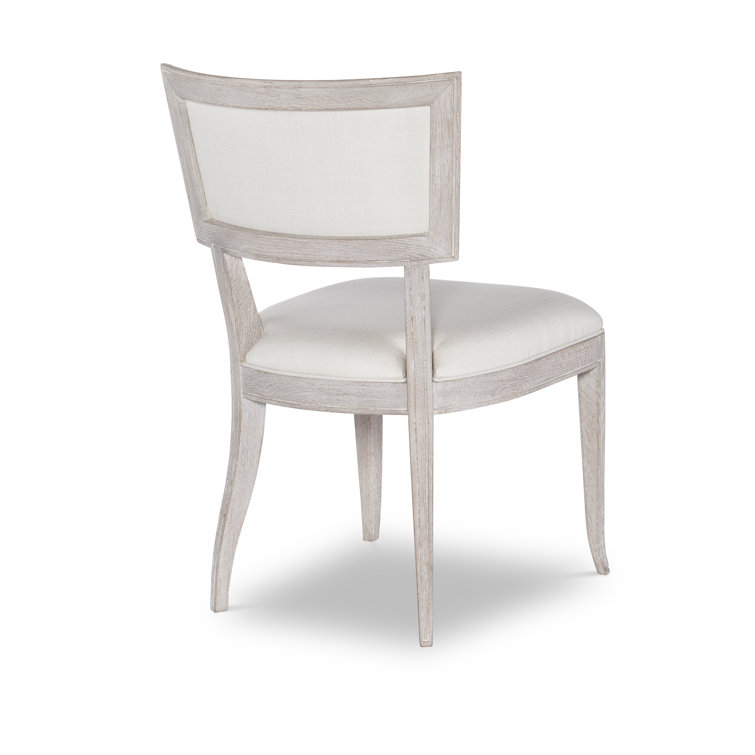 White Rustic Linen Upholstered Side Chair