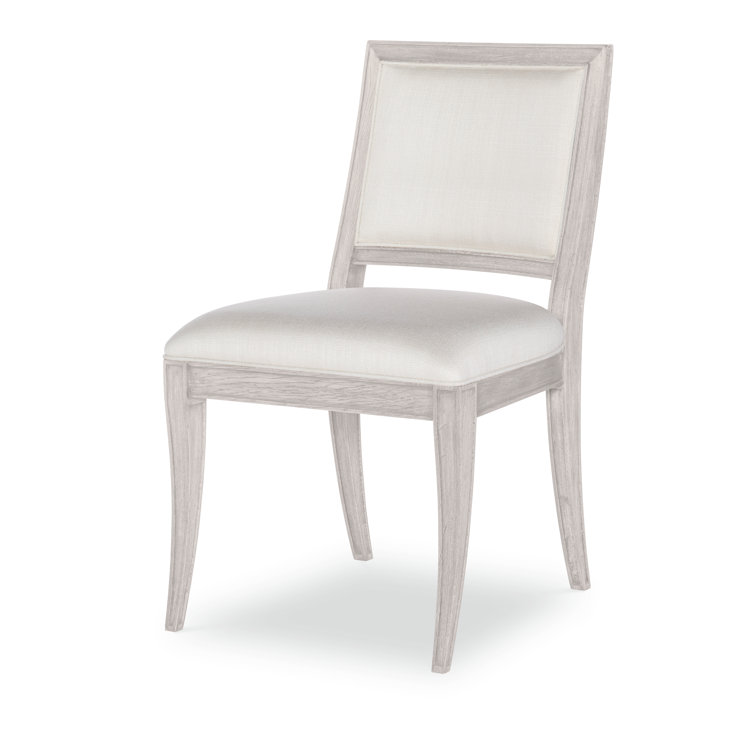 White Rustic Upholstered Side Chair with Wood Frame