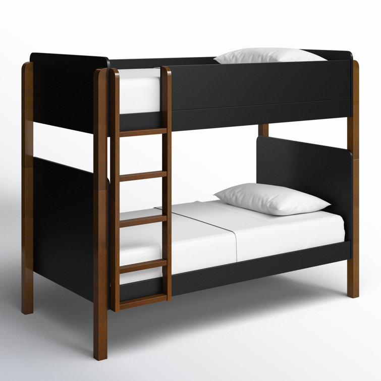 TipToe Twin Bunk Bed in Black and Natural Walnut Pine
