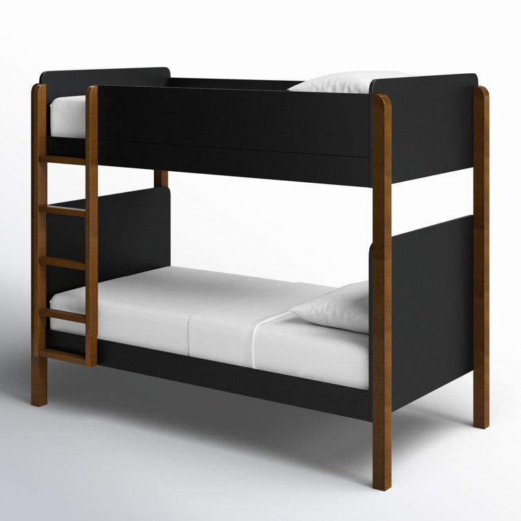 TipToe Twin Bunk Bed in Black and Natural Walnut Pine