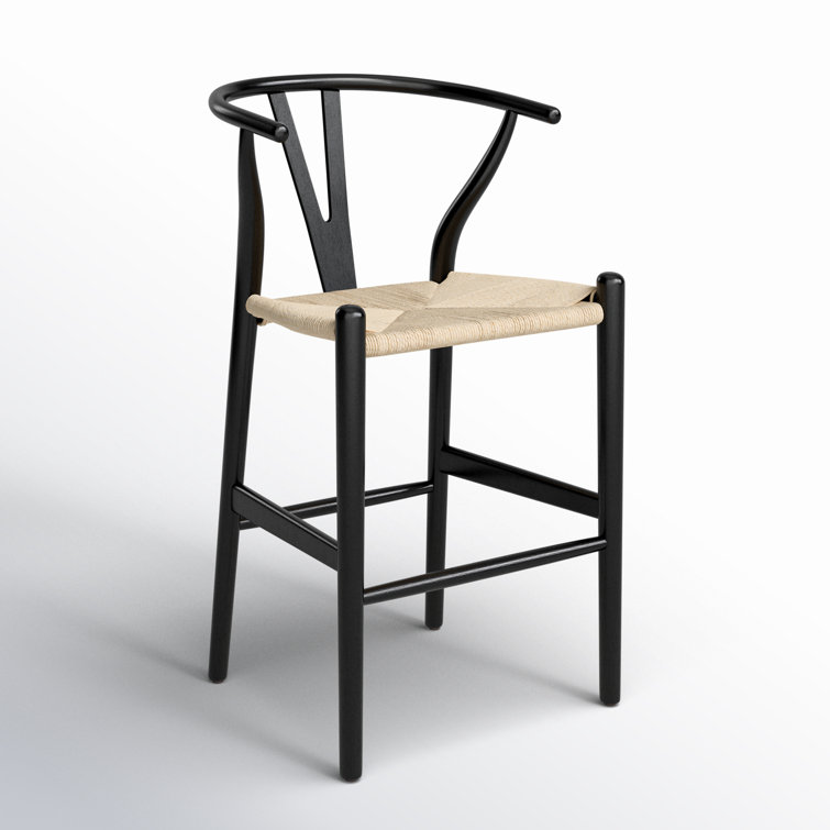 Wyn Black and Natural Woven Rope Counter Stool