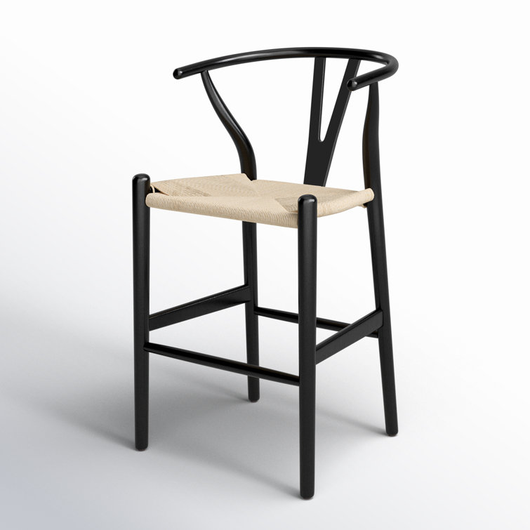Wyn Black and Natural Woven Rope Counter Stool