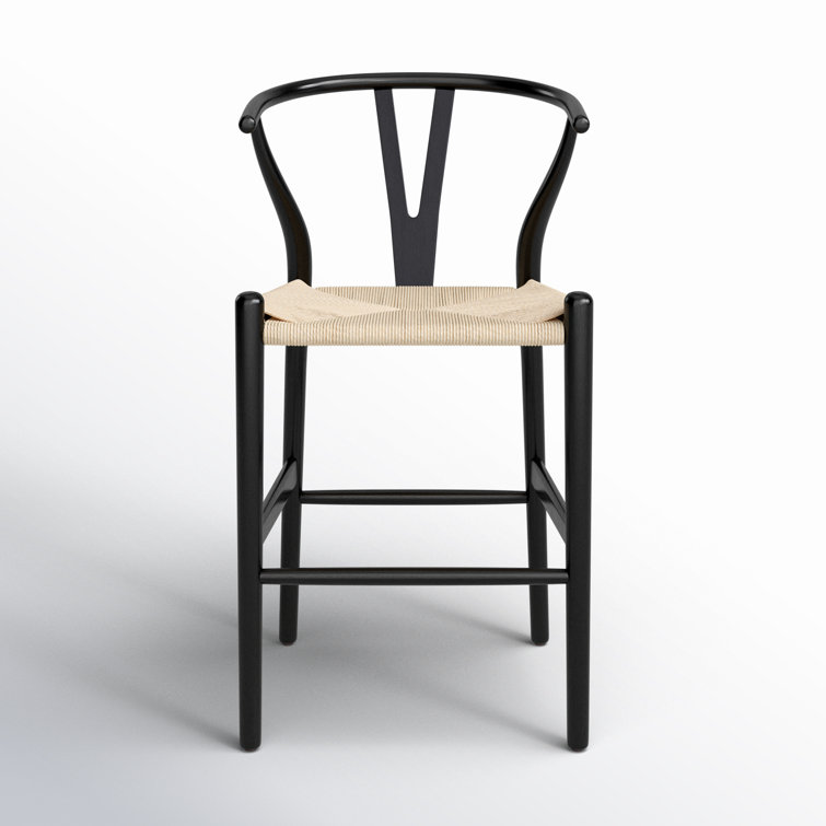 Wyn Black and Natural Woven Rope Counter Stool