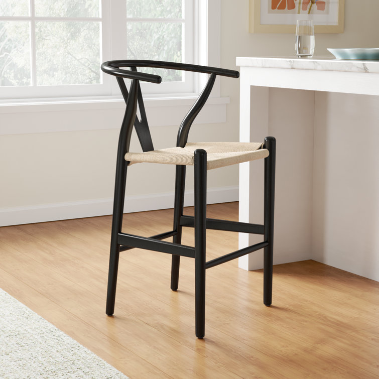 Wyn Black and Natural Woven Rope Counter Stool