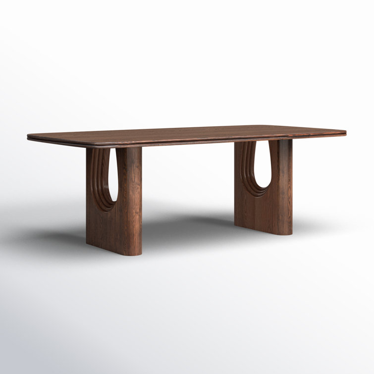Brown Reclaimed Wood Rectangular Dining Table with Arched Legs