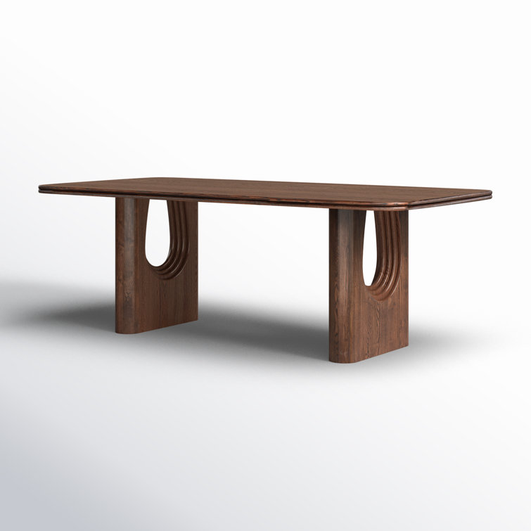 Brown Reclaimed Wood Rectangular Dining Table with Arched Legs
