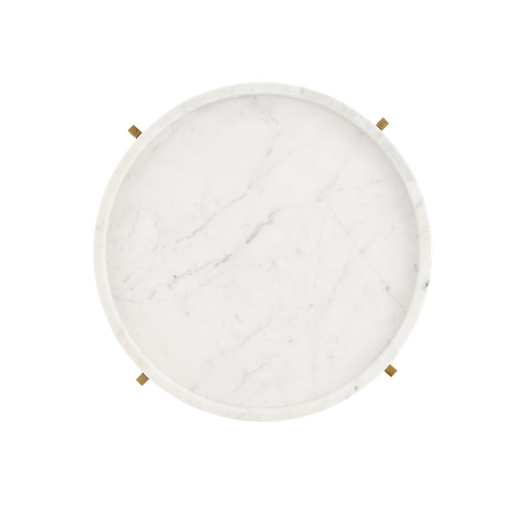 Freya White Marble and Gold Metal Round Accent Table