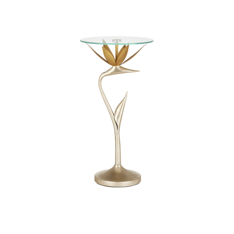 Paradiso Gold and Silver Round Metal Glass Accent Table