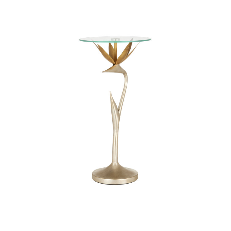 Paradiso Gold and Silver Round Metal Glass Accent Table
