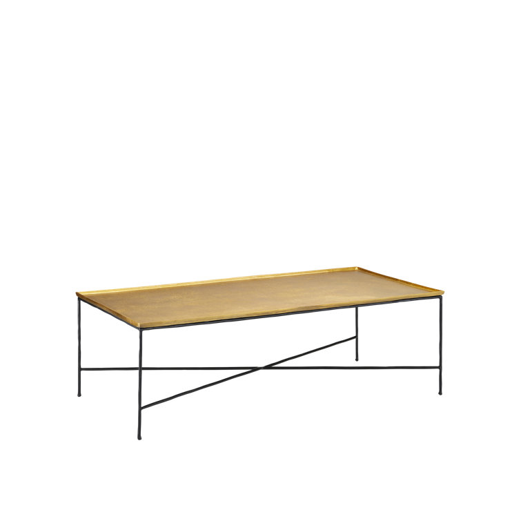Antique Brass and Black Iron Rectangular Coffee Table
