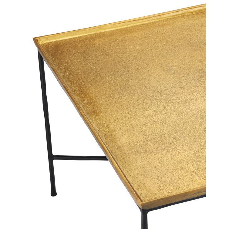Antique Brass and Black Iron Rectangular Coffee Table