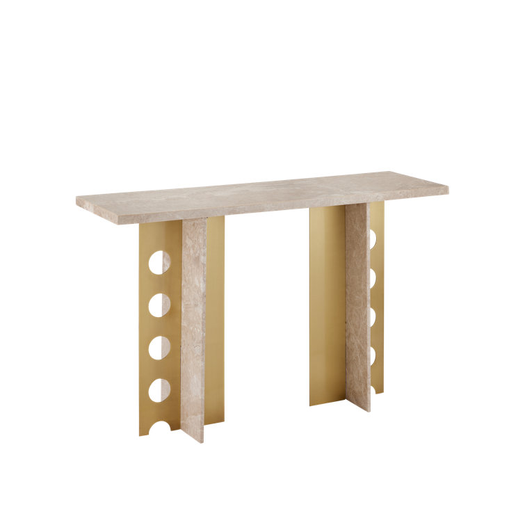 Selene 48'' Crème Marble and Polished Brass Console Table