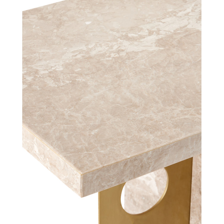 Selene 48'' Crème Marble and Polished Brass Console Table
