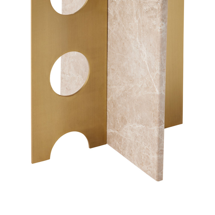 Selene 48'' Crème Marble and Polished Brass Console Table
