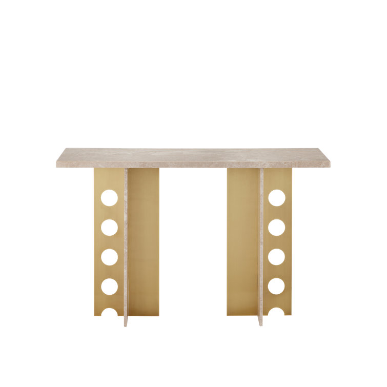 Selene 48'' Crème Marble and Polished Brass Console Table