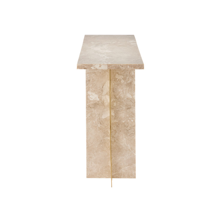 Selene 48'' Crème Marble and Polished Brass Console Table