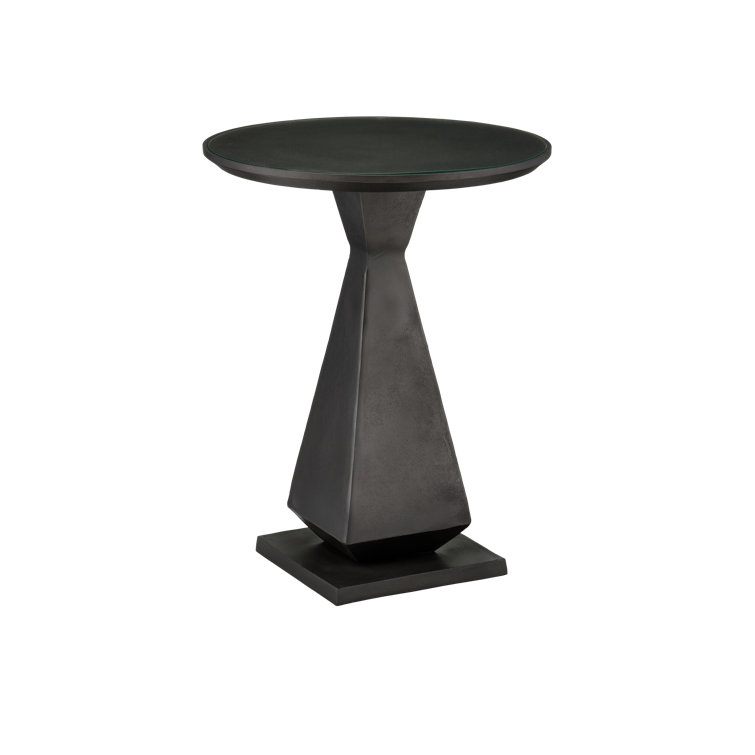 Graphite and Clear Round Glass Accent Table
