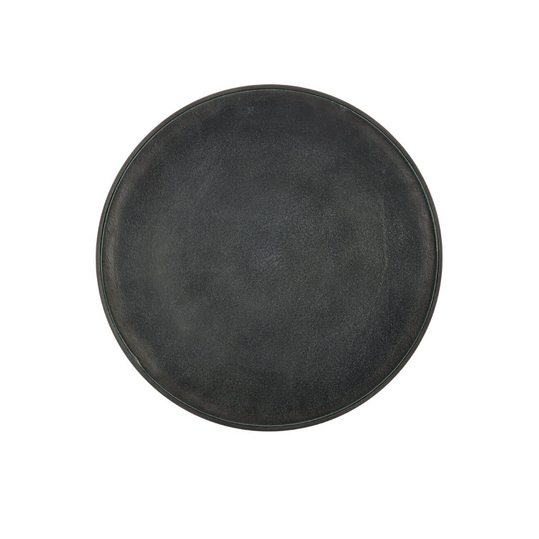 Graphite and Clear Round Glass Accent Table