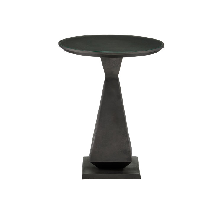 Graphite and Clear Round Glass Accent Table