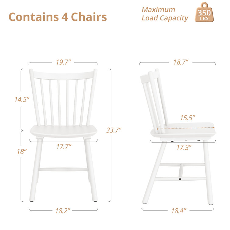 Gracie Oaks Windsor 15.7" Wide Solid Wood Slat Back Dining Chair (Set of 4)