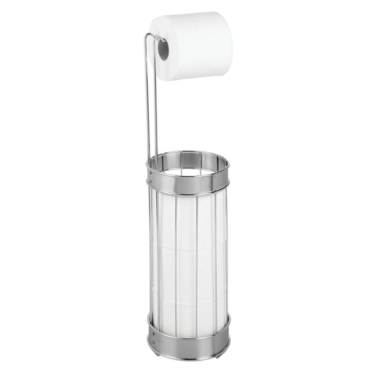 Bruschia Chrome and Brushed Stainless Steel Free Standing Toilet Paper Holder