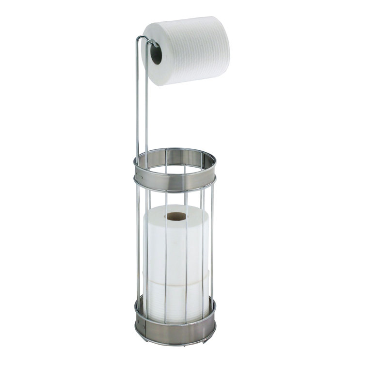 Bruschia Chrome and Brushed Stainless Steel Free Standing Toilet Paper Holder