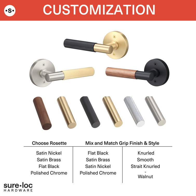Aspra Round Satin Brass and Flat Black Passage Lever