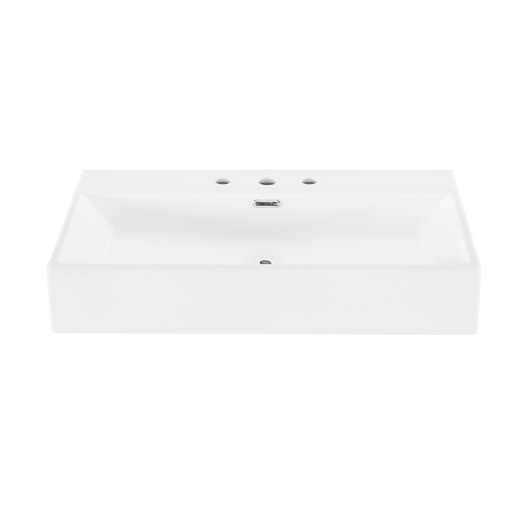 Claire 30" White Ceramic Wall-Mount Rectangular Bathroom Sink