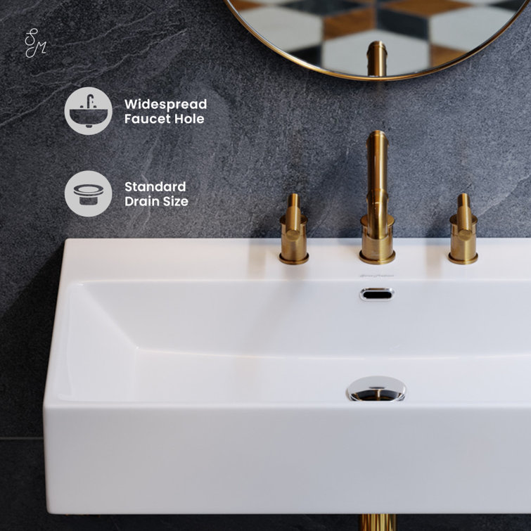 Claire 30" White Ceramic Wall-Mount Rectangular Bathroom Sink