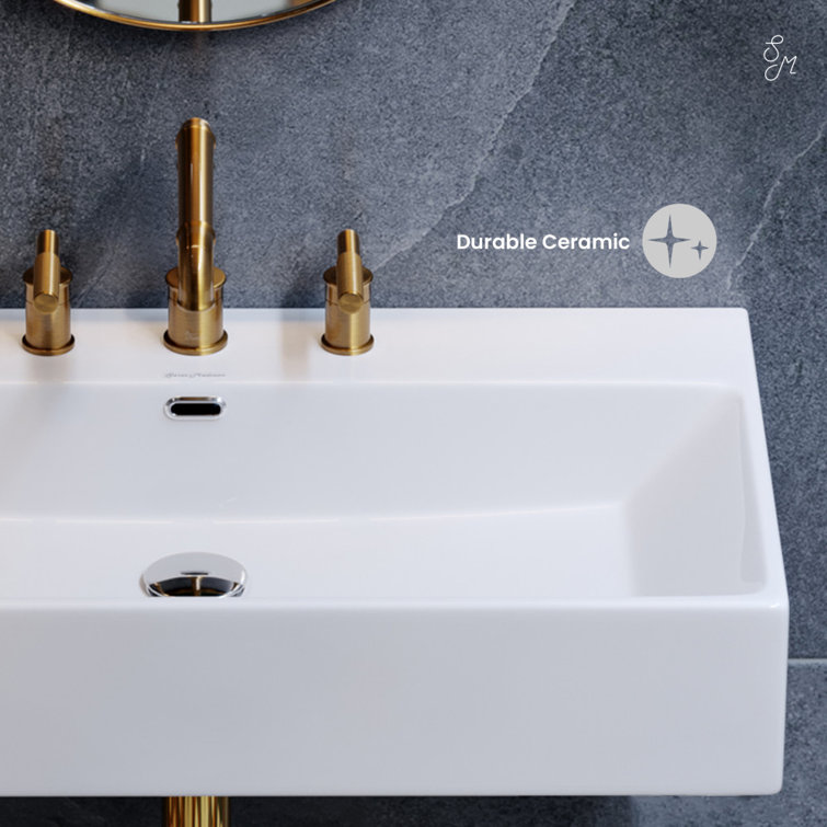 Claire 30" White Ceramic Wall-Mount Rectangular Bathroom Sink