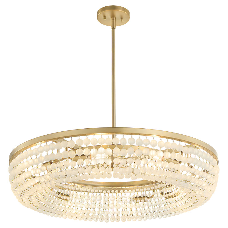 Ophelia Aged Brass 8-Light Chandelier with Frosted Beads